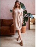 Smooth bauble dress with pockets, beige FI682 - Online store - Boutique